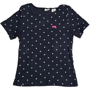 Levi's Honey Tee Women's Size Small Black Daisy Print Ribbed Short Sleeve‎